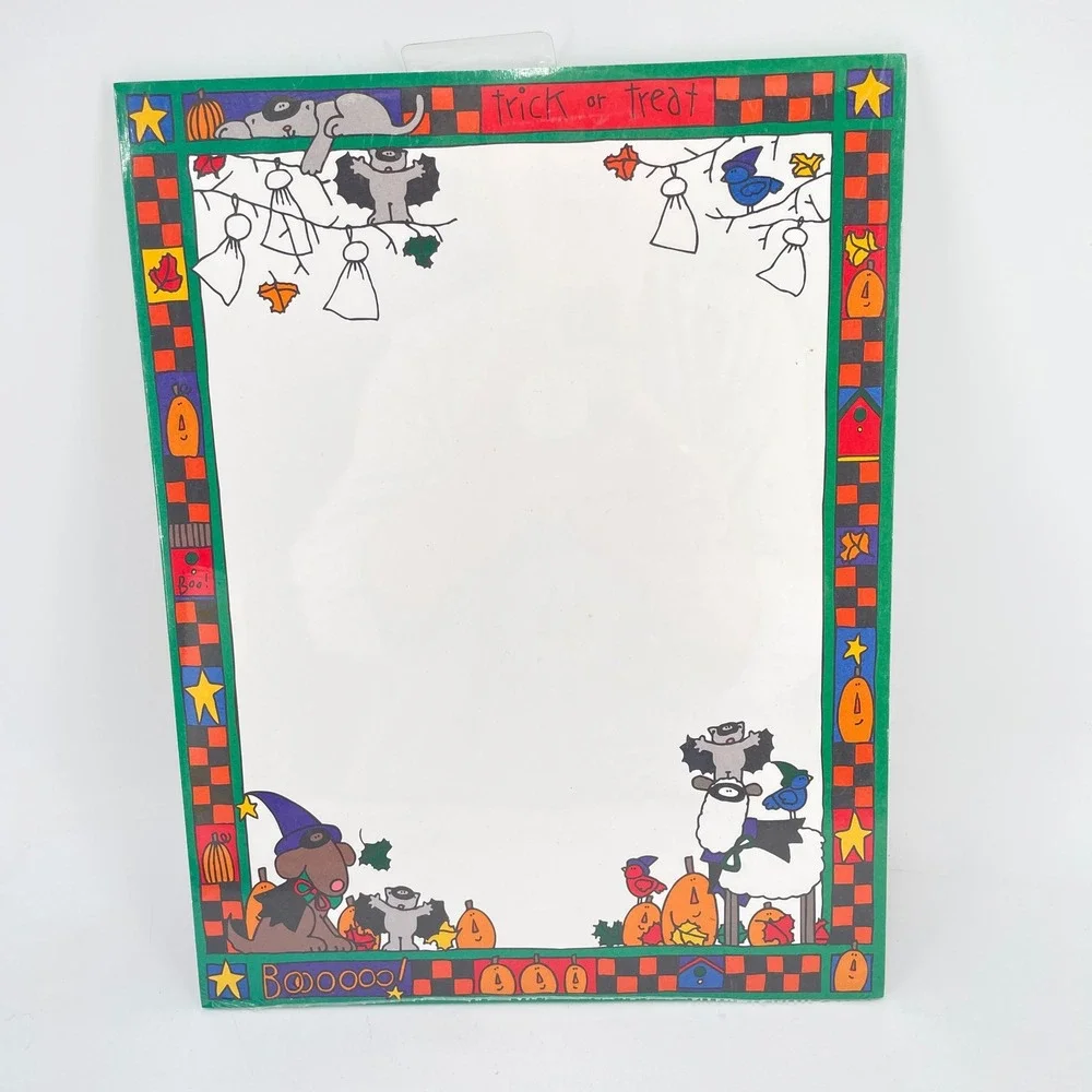 Vintage Halloween Stationery Set Haunted House Bats Skeleton 4 Packs New